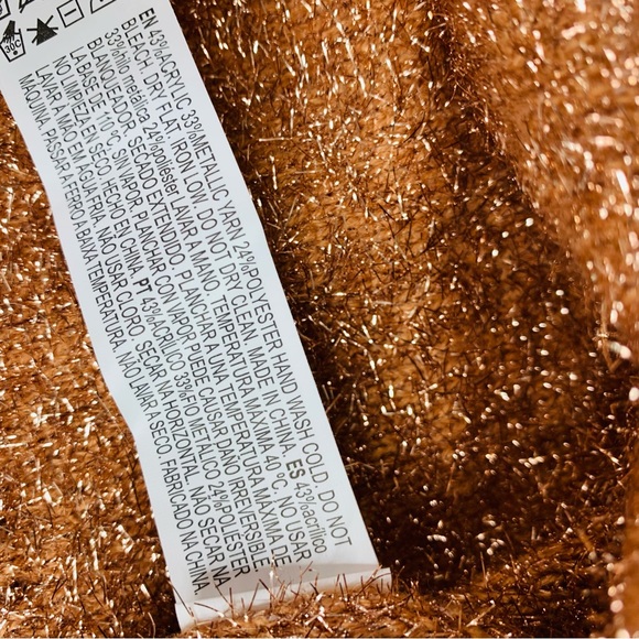 Forever 21 Rose Gold Eyelash Fuzzy Glitter Sparkle Button Down Cardigan - Picture 5 of 8